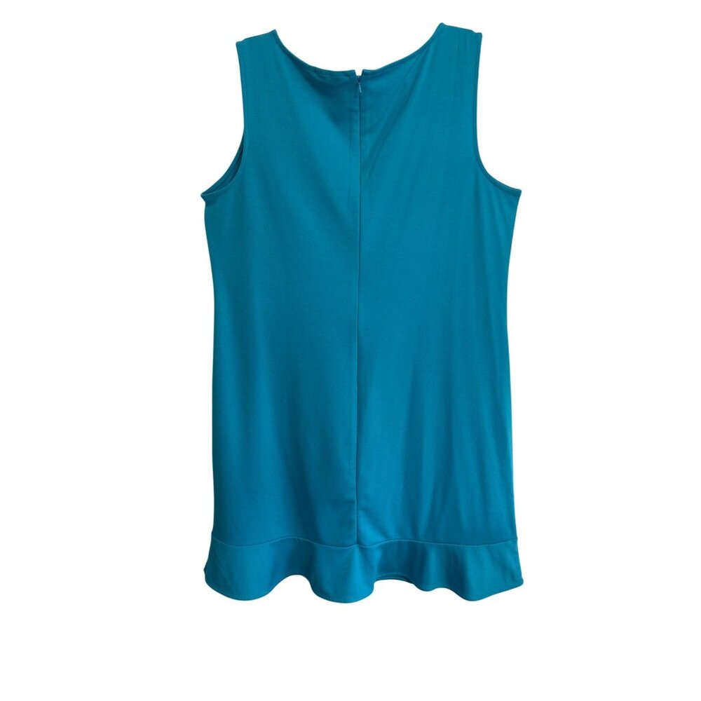 Lands End Womens Sleeveless Turquoise Ruffle Hem Dress SZ 18 Beach Resort - Picture 2 of 11